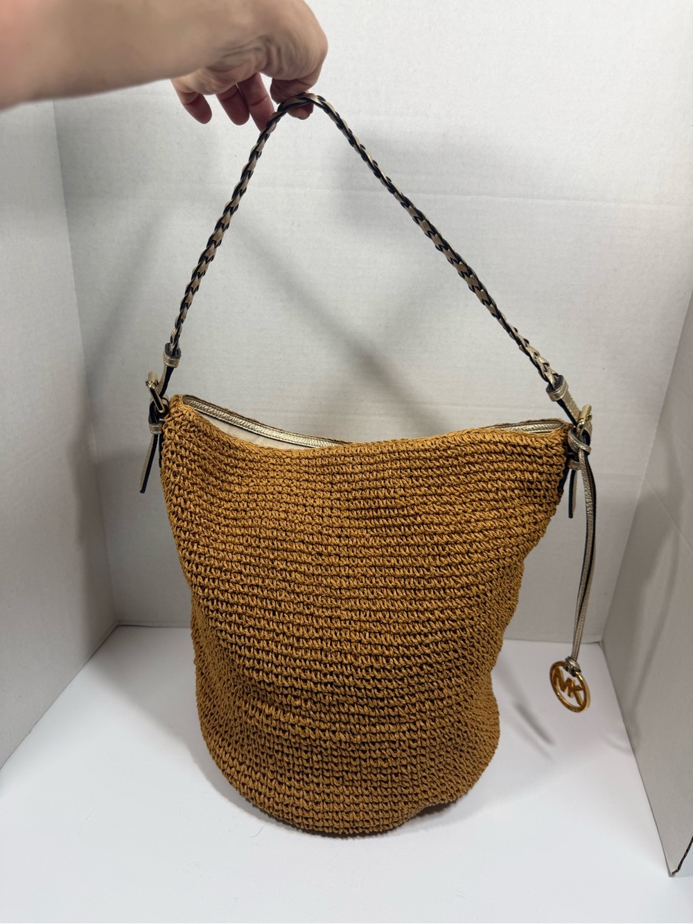 Michael Kors Woven Shoulder Bucket Bag